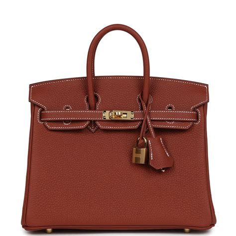 Hermes Birkin 25 Sienne Togo Gold Hardware 